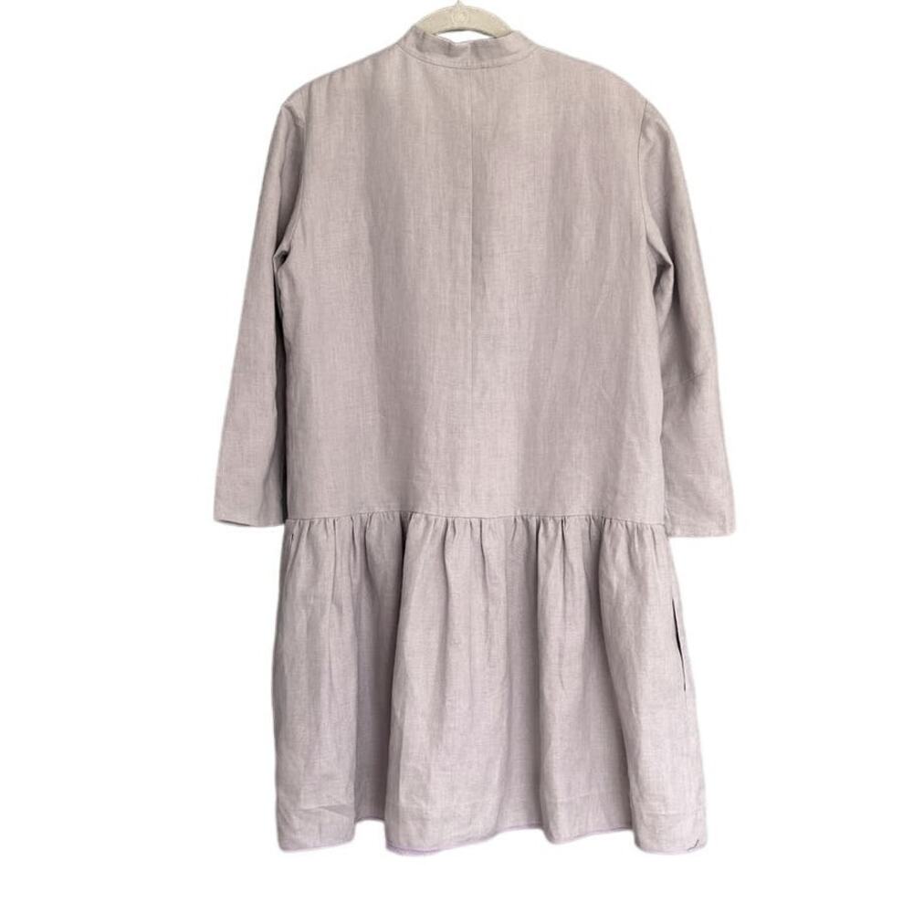 Isoude Mandarin Collar European Linen Dress Lavender Medium - Picture 13 of 16